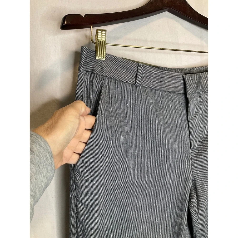 NEW Banana Republic Avery Linen Trousers Mid Rise Straight Blue Chambray‎ Preppy
